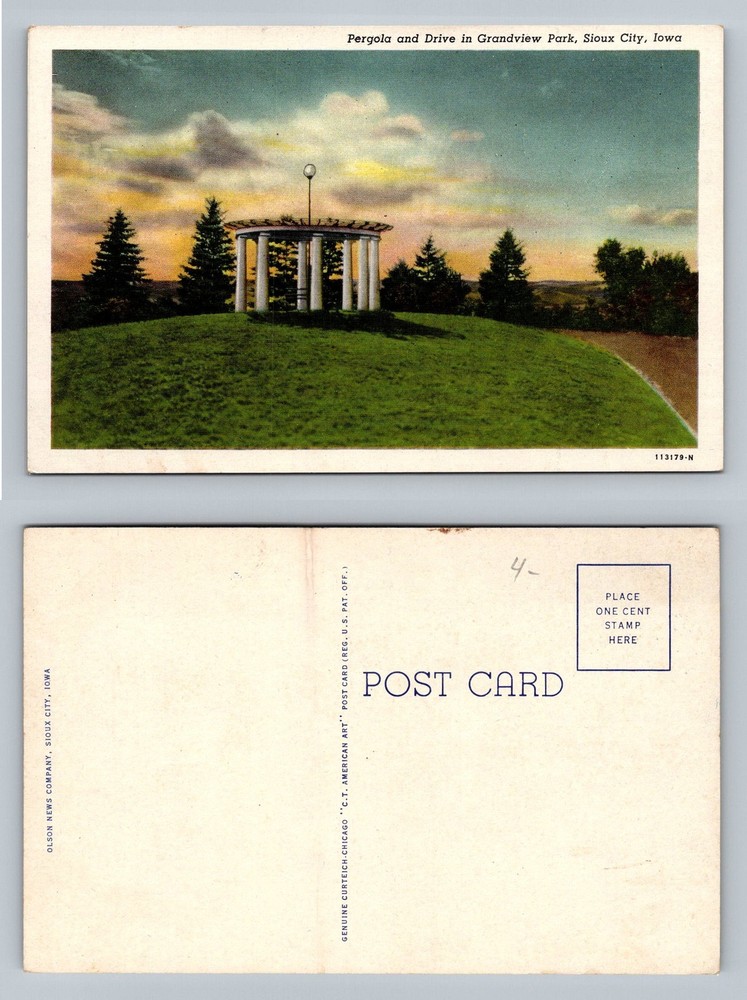 Sioux City, IA-Iowa, Pergola and Drive Grandview Park Vintage Postcard