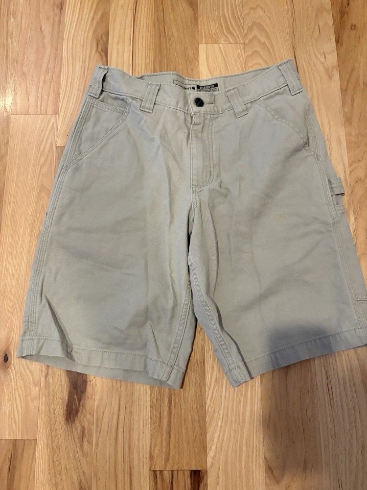 Carhartt Shorts Mens 30  Tan Loose Fit Canvas Utility Work Carpenter