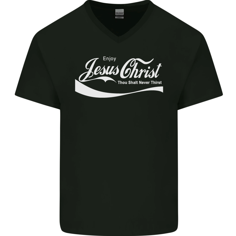 Funny Christian Mens Jesus Christ V-Neck Cotton Tee