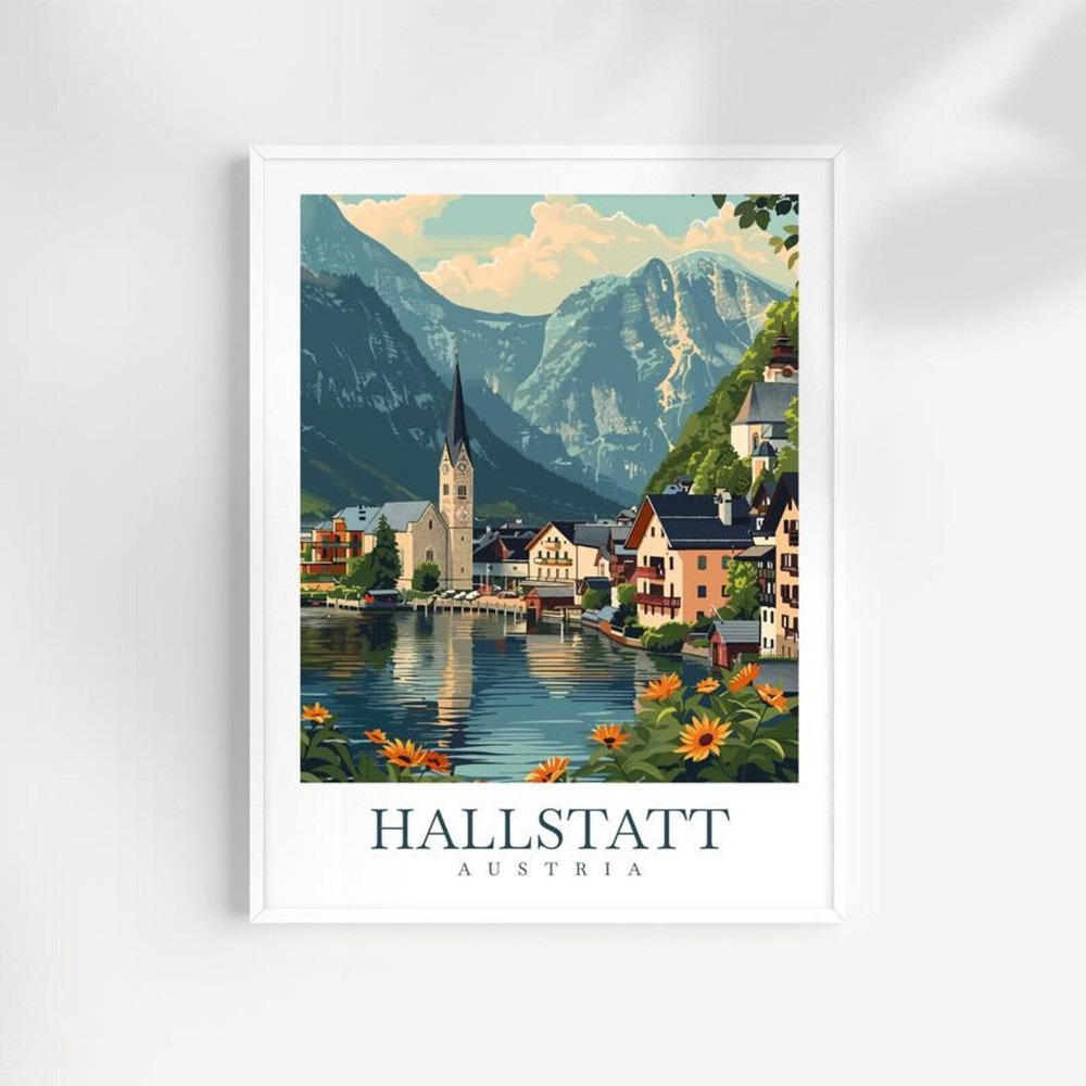 Hallstatt Travel Print Wall Art Austria Poster Wall Hanging Hallstatt Gift Art