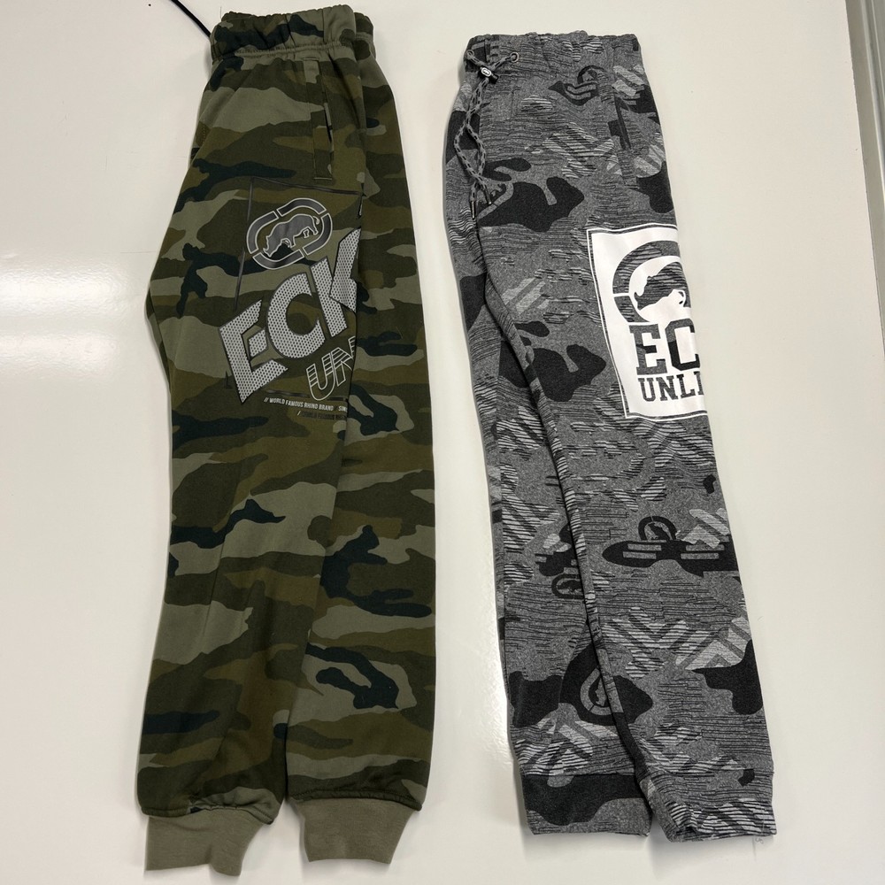 Ecko Unltd Jogger Sweatpants Bundle 2 Pair Men’s Medium Camo Gray Graphic Logo