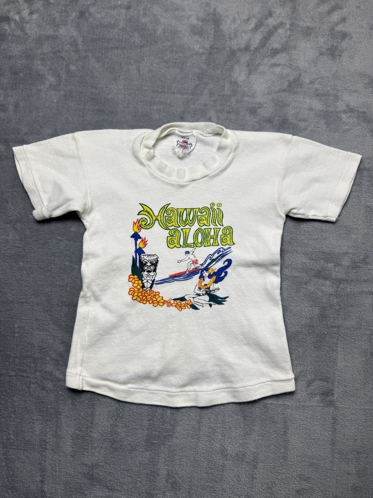 True Vintage 1950s 1960s Aloha Hawaii Graphic Souvenir T Shirt Baby 10 Month EUC