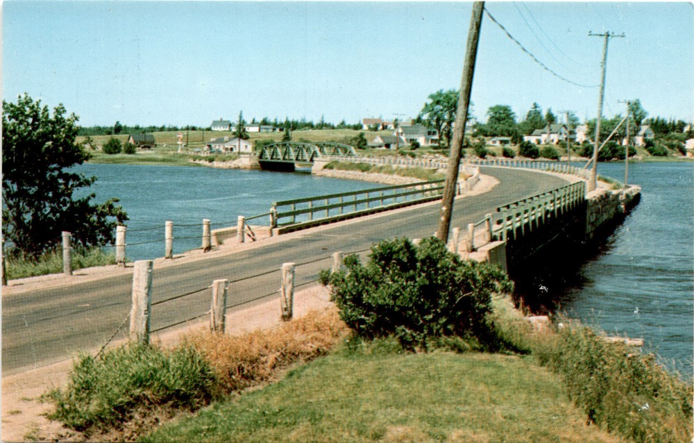 U.S. Highway 1A, Milbridge, Maine, Harrington, Narraguagus River Postcard