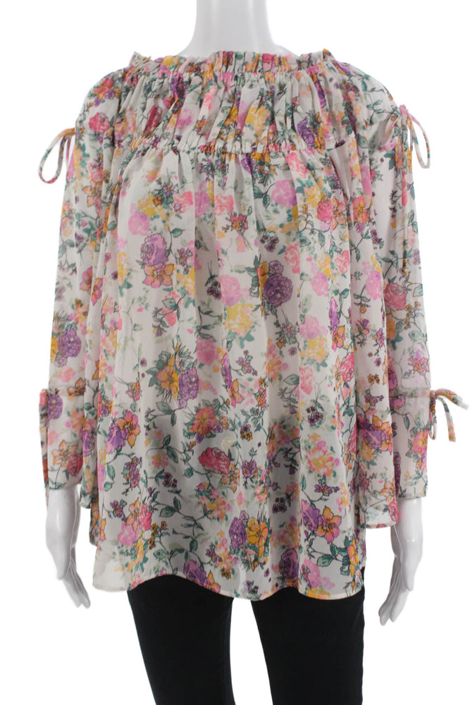 Tularosa Womens Tunic Floral White Long Sleeve Size SFree Shipping in US $100+ Orders | $6.95 Orders Below