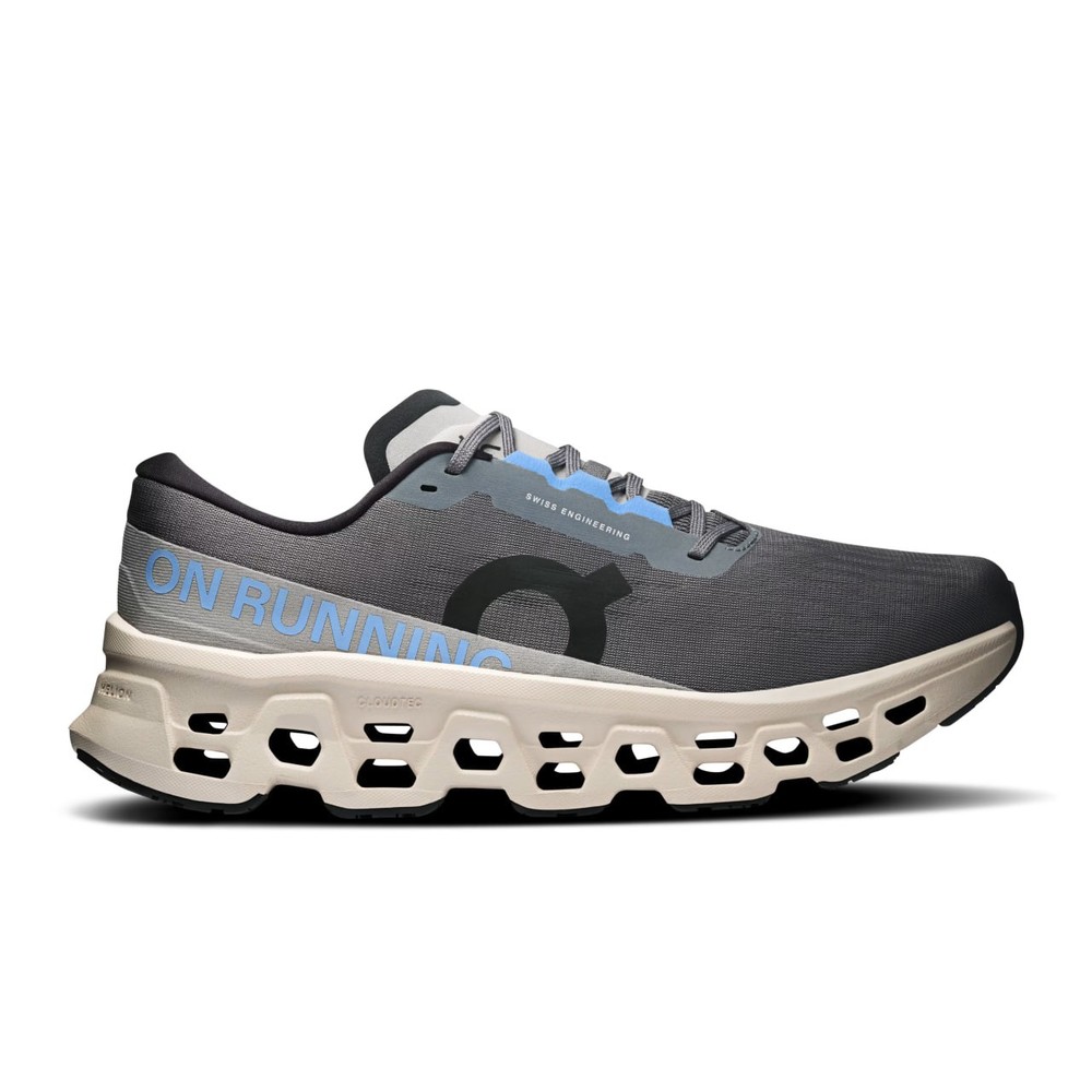 On Men's Cloudmonster 3 Rock Silver Road Running Shoes Sneakers