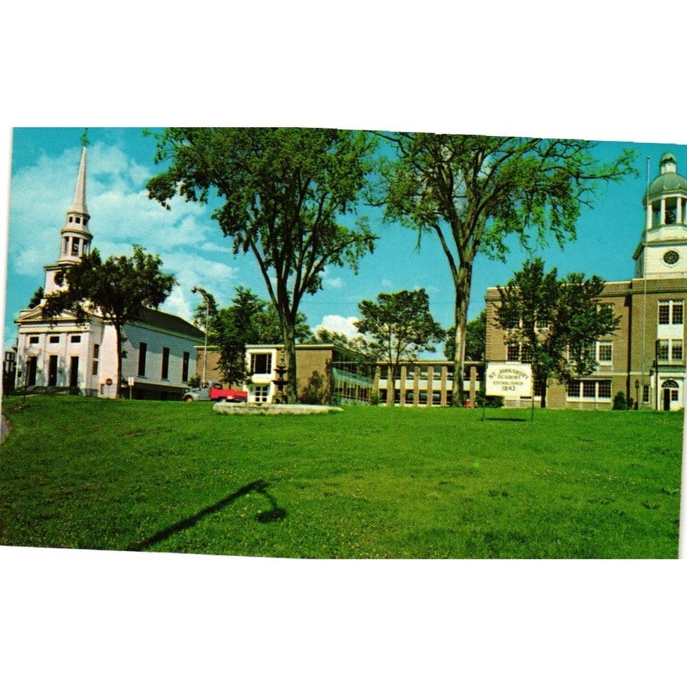 South Congregational Church & Halls St Johnsbury Vermont Vintage Postcard