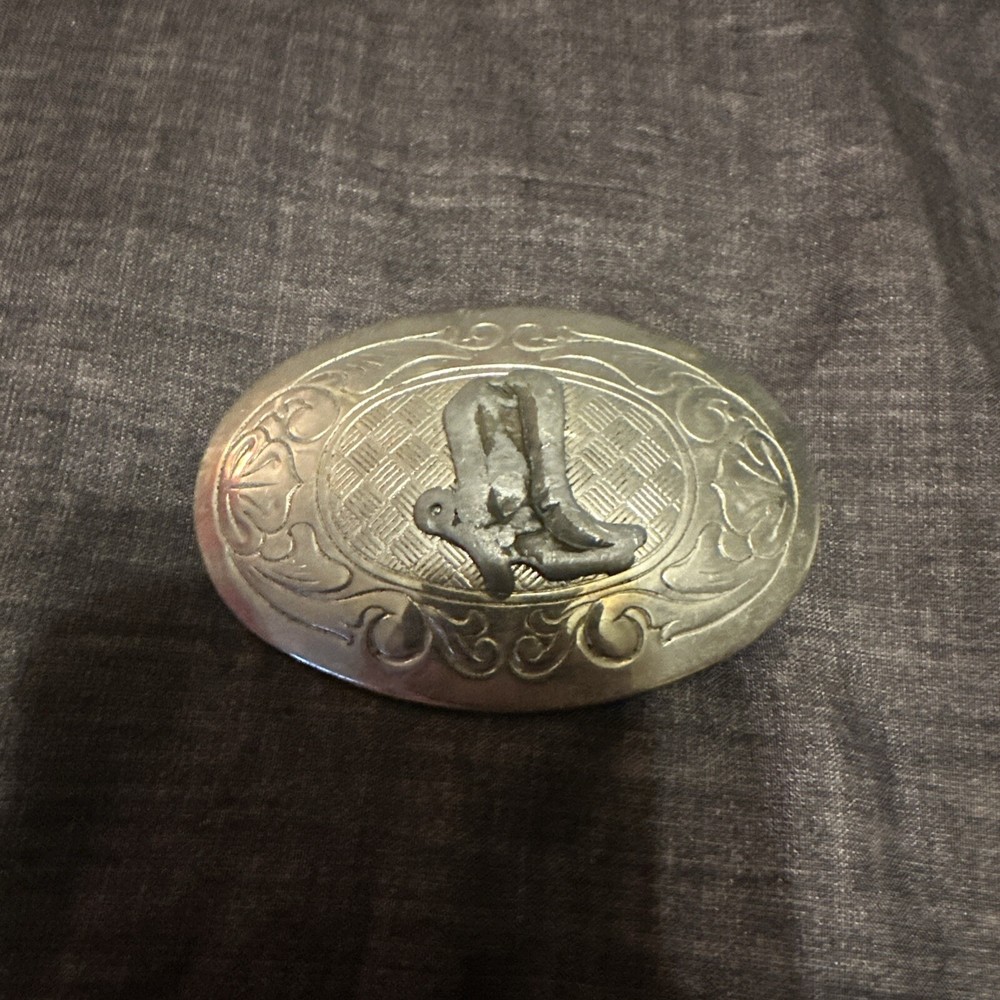 Silver Cowboy Boots Belt Buckle