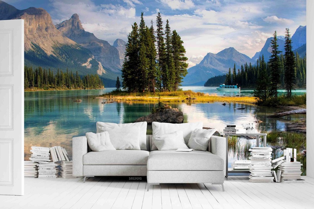 3D Sky Mountains Lake Forest Wall Murals Wallpaper Murals Wall Sticker