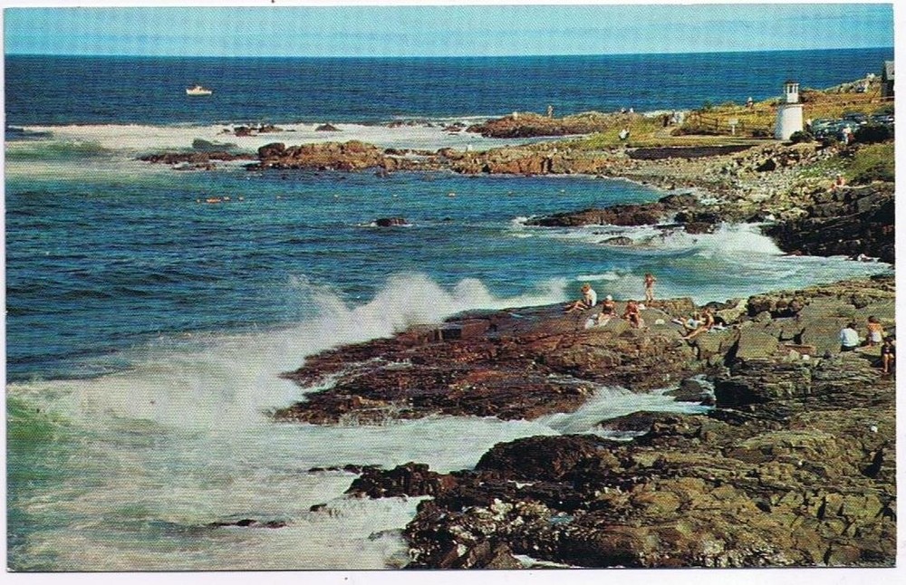 Maine Postcard Ogunquit Panorama Of Surf & Rocks
