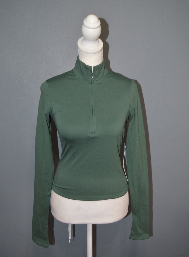 ALO Yoga Sz XS Clover Green Softsculpt Precision 1/4 Zip Long Sleeve