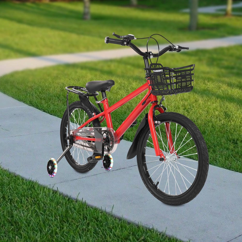 18 Inch Kids Bike Children Boys Girls Bicycle Bike Red with Training Wheels