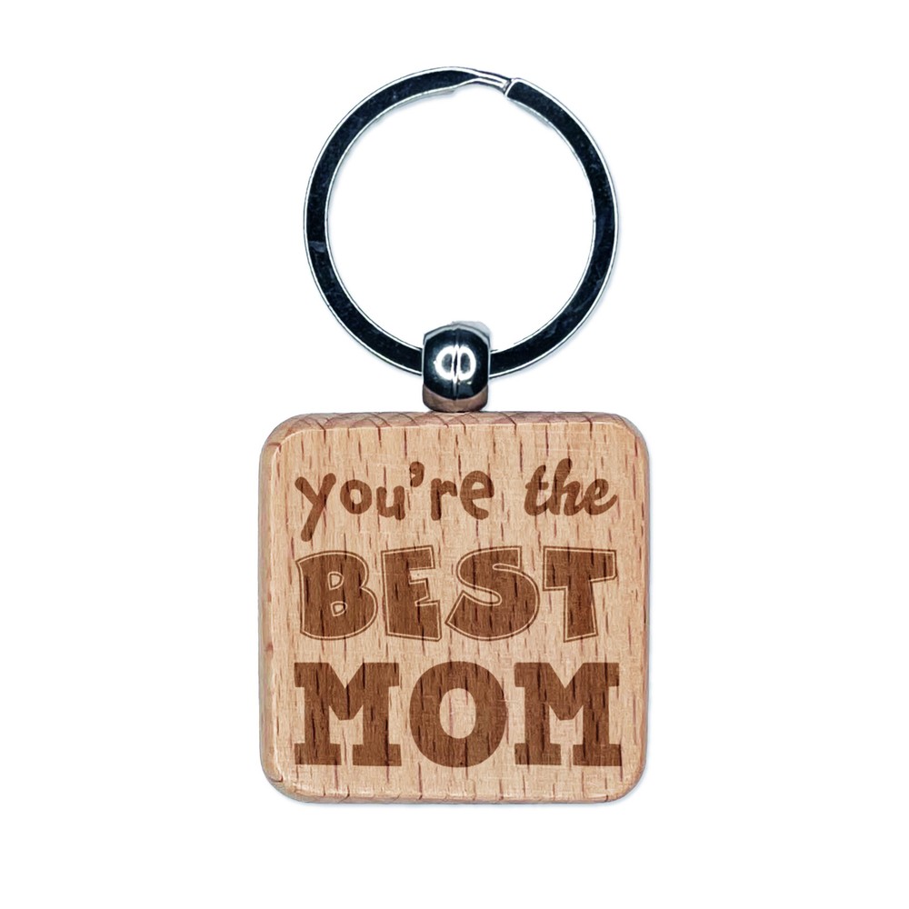 Best Mom Engraved Wooden Keychain Gift for Mother's Day