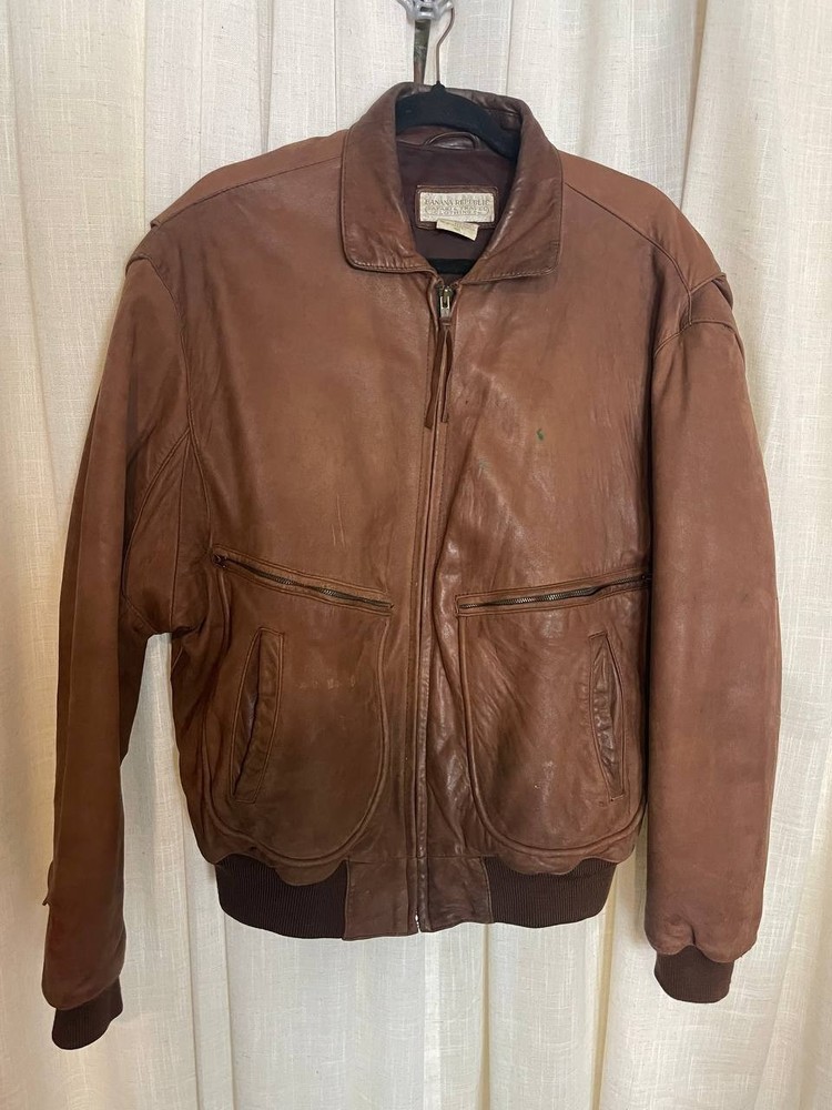 Vintage Banana Republic Safari Leather Flight Bomber Jacket Mens 40 Brown Zip