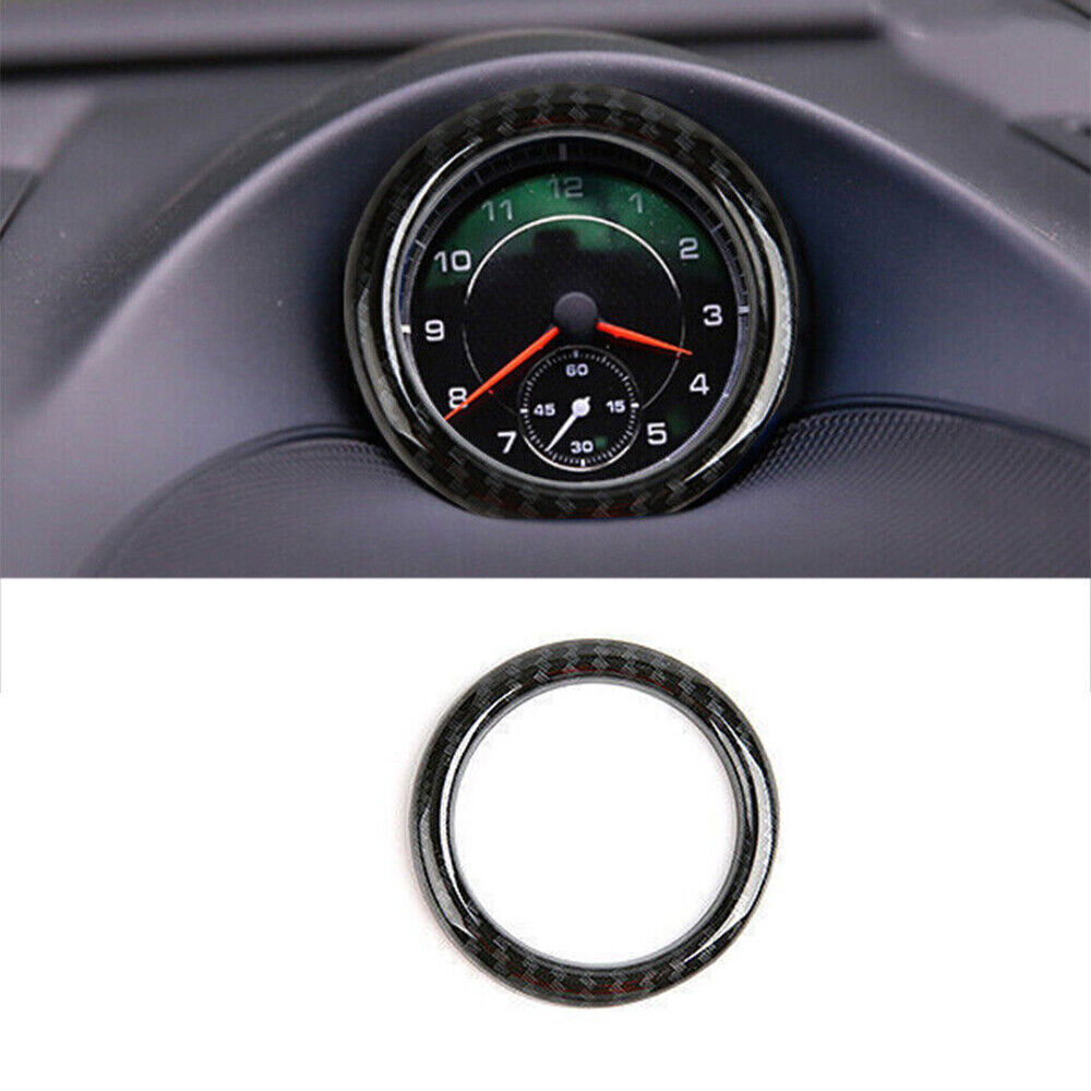 Para Porsche Cayenne 2011-17 Fibra de Carbono ABS Aspecto Consola Reloj Anillo Cubierta Borde
