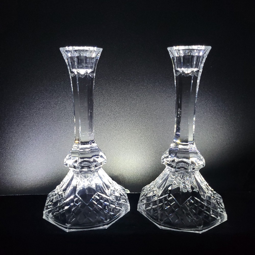 Vintage Crystal Cut Glass Candle Stick Holders 8