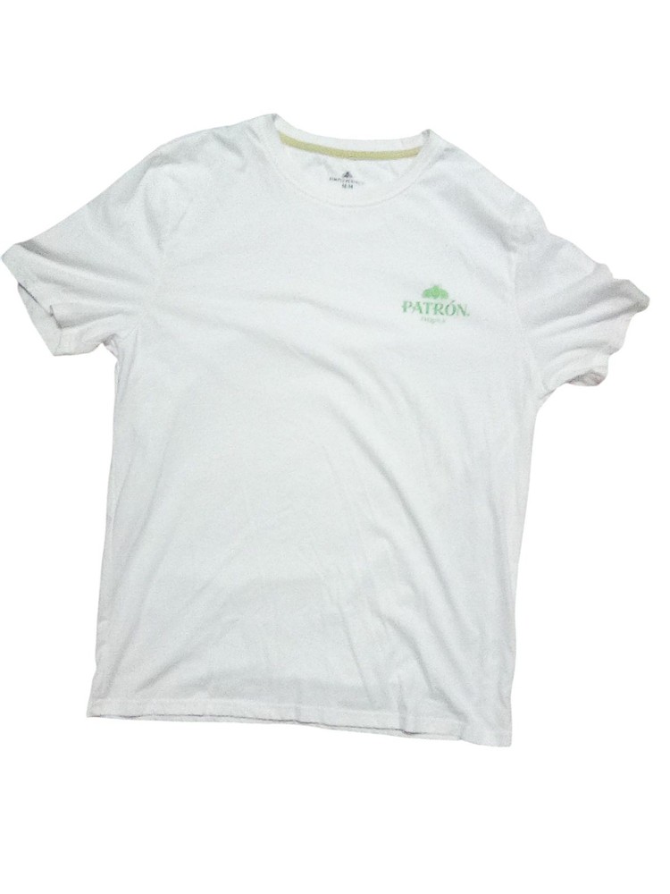 Patron Tequila Logo T-Shirt Men’s Medium White Bar Promo Tee Shirt