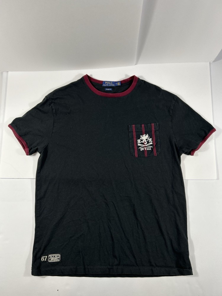 Polo Ralph Lauren Pocket T Men’s M Black Maroon Embroidered Logo