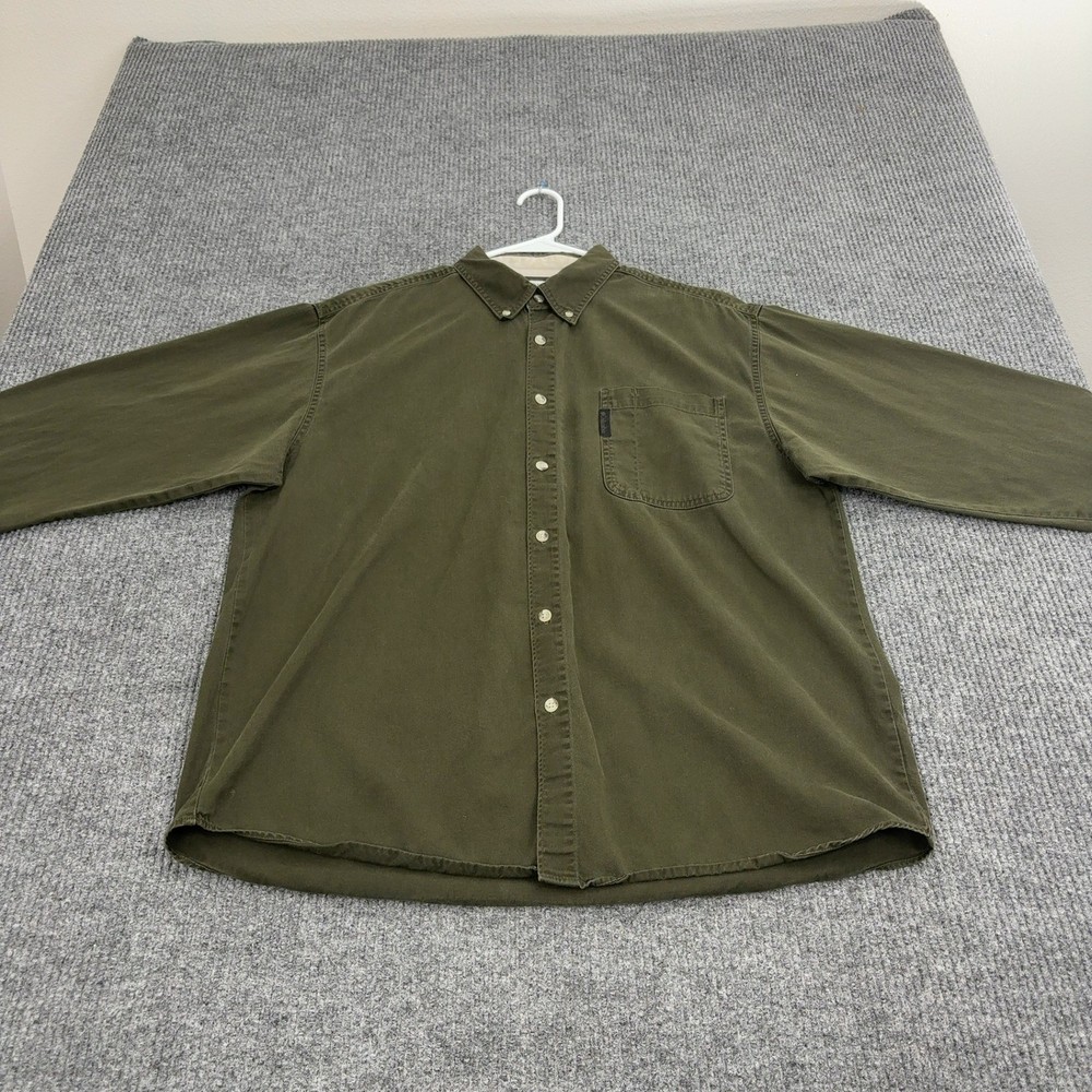 Columbia Button Up Shirt Mens XL Green Cotton Long Sleeve Button Down Gorpcore