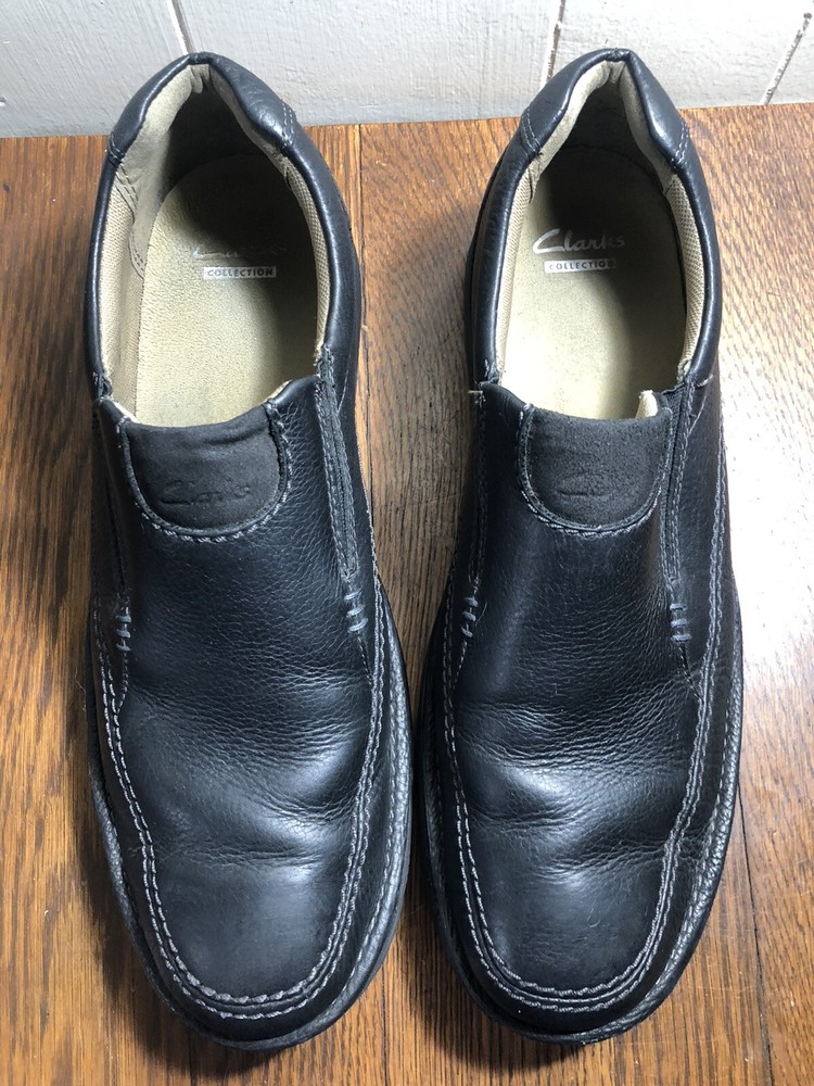 CLARKS Collection Black Leather MENS Driving Loafer SIZE 12