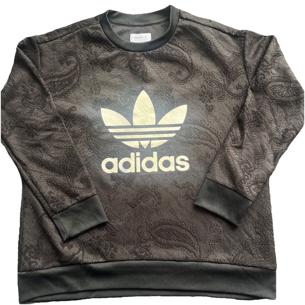Adidas Trefoil Sweatshirt Women’s Large Black Paisley Lace
