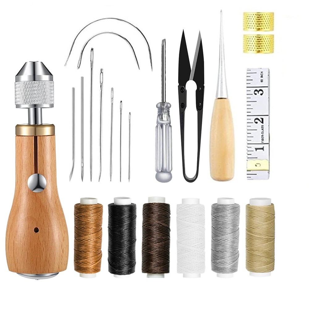 Leather Sewing Awl Kit,Leather Repair Kit Including Leather Needles,Sewing Aw...