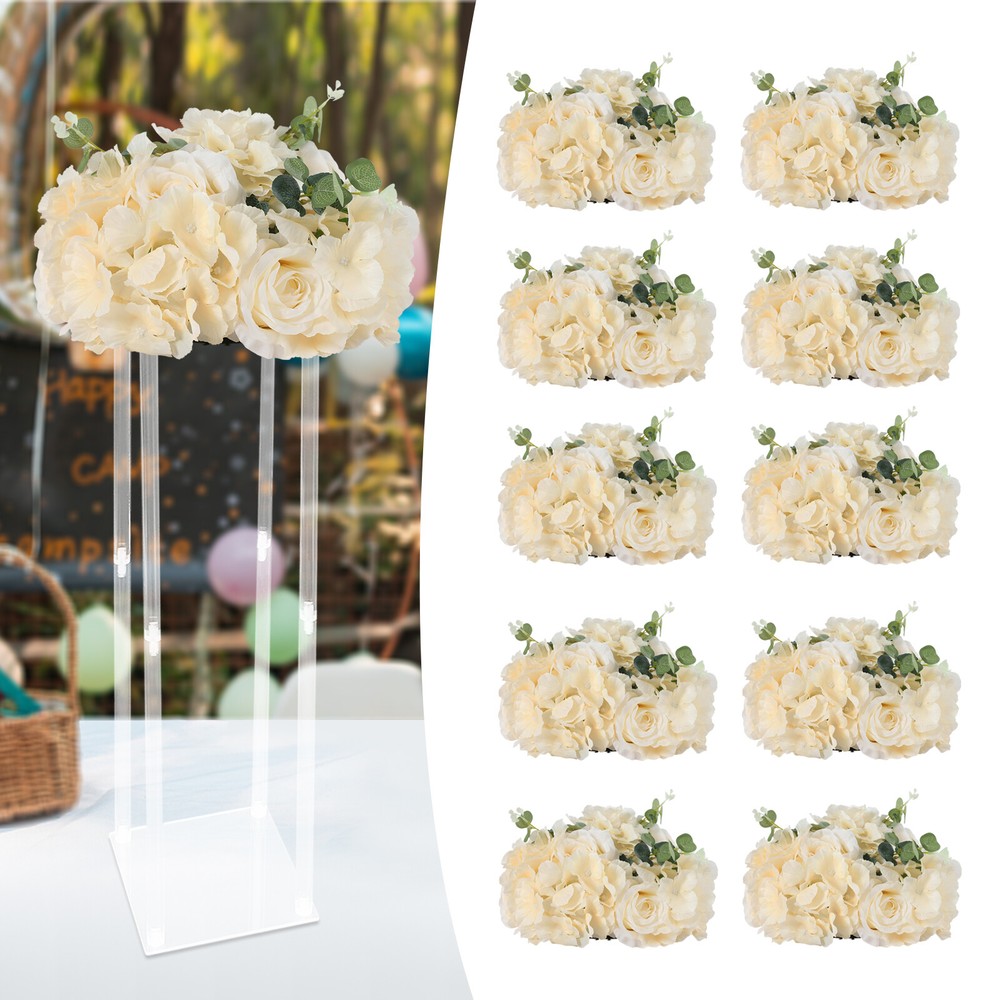 Flower Ball Centerpieces for Table 10 Pcs Fake Plastic Rose Centerpiece Flowers