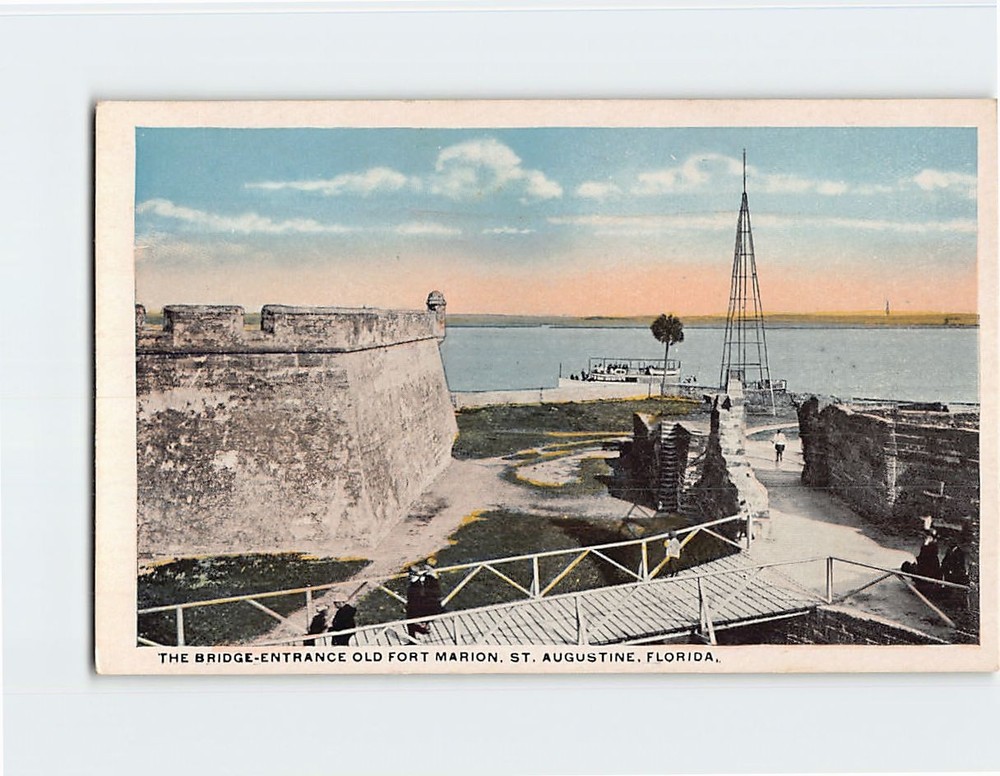 Postcard The Bridge Entrance Old Fort Marion St. Augustine Florida USA