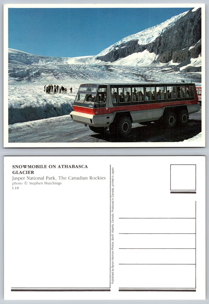 Athabasca Glacier Ice Explorer Snowmobile Jasper National Park Postcard