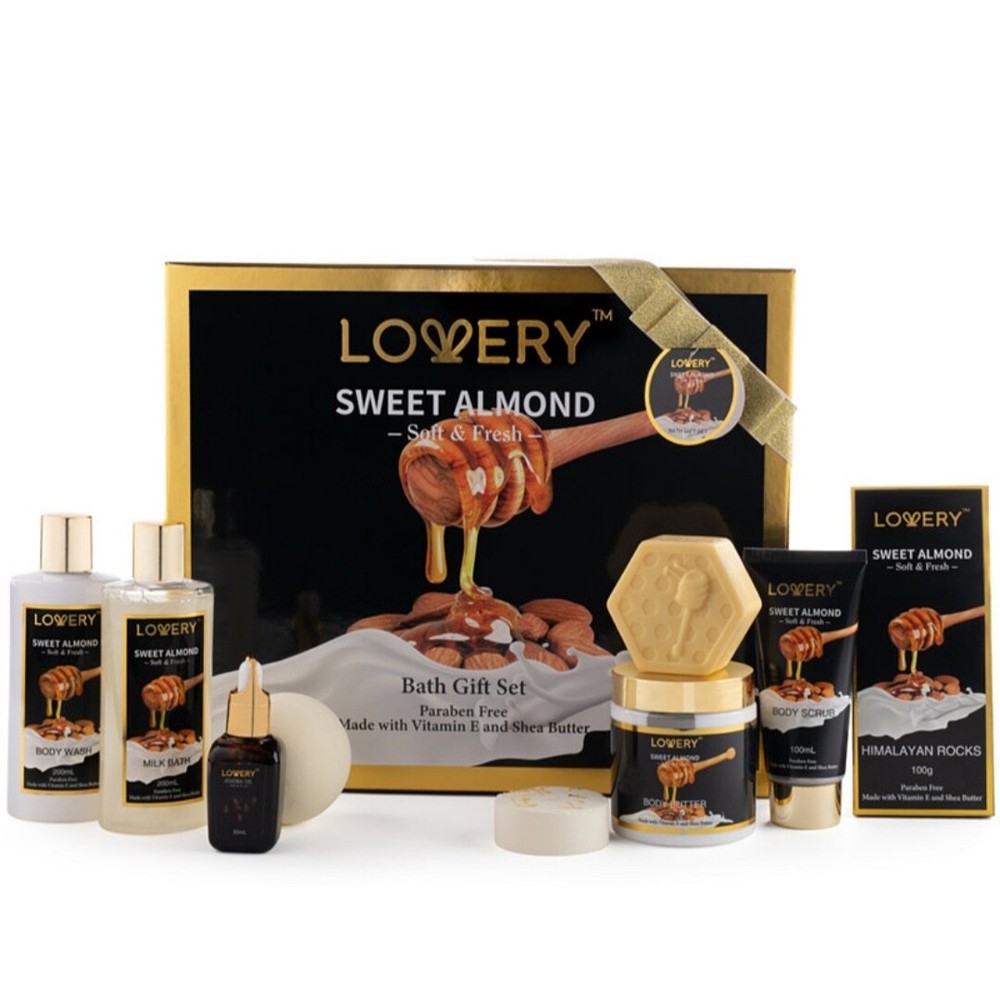 Gift Basket for Women - 10 Pc Sweet Almond Beauty & Personal Care Set - Home Spa