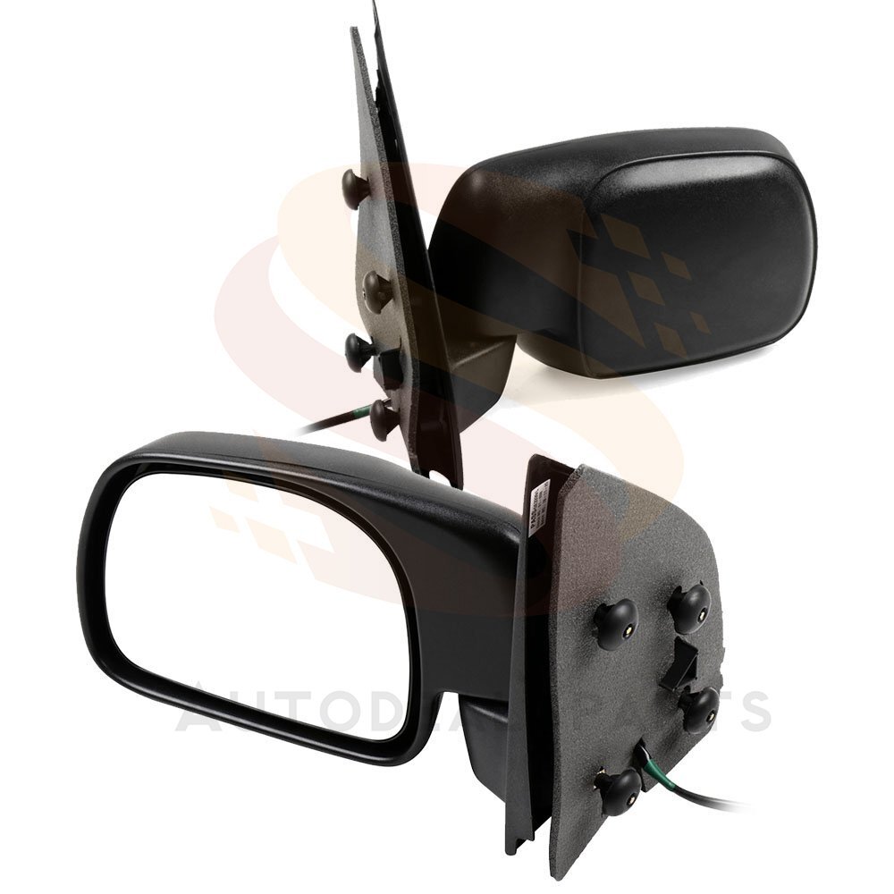 Pair Fits 1999-2007 Ford F-250 Manual Fold Power Heated Black Cover Side Mirrors