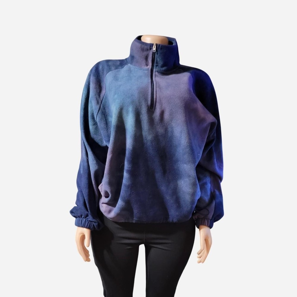 Hollister Women’s Half Zip Tie Dye Fleece Pullover Sweatshirt Blue Size Medium