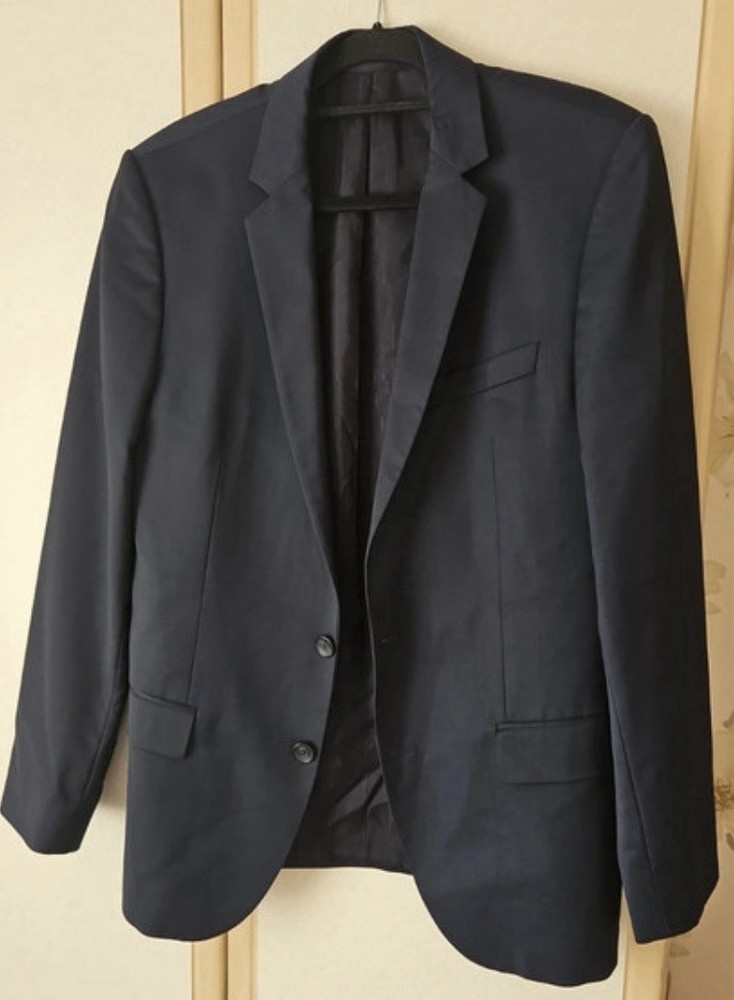 HUGO BOSS RED LABEL MENS JACKET BLAZER SIZE 38R 100% WOOL CASHMERE NAVY BLUE
