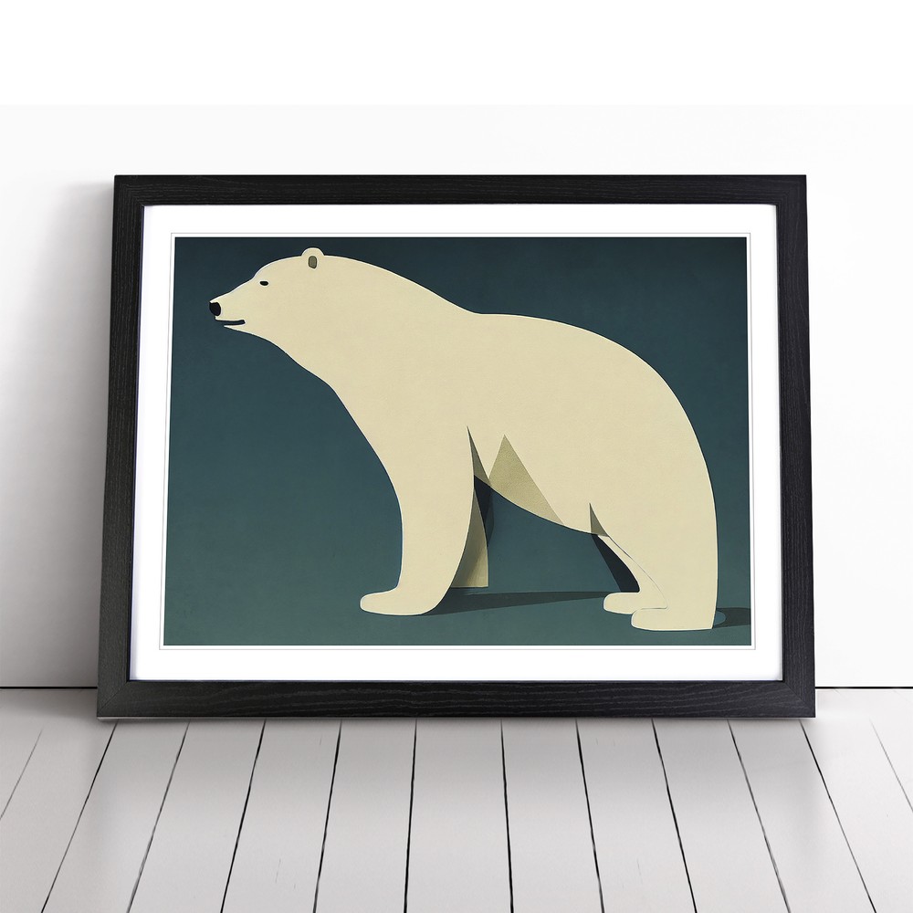 Polar Bear Abstract Wall Art Framed Canvas Print Decor