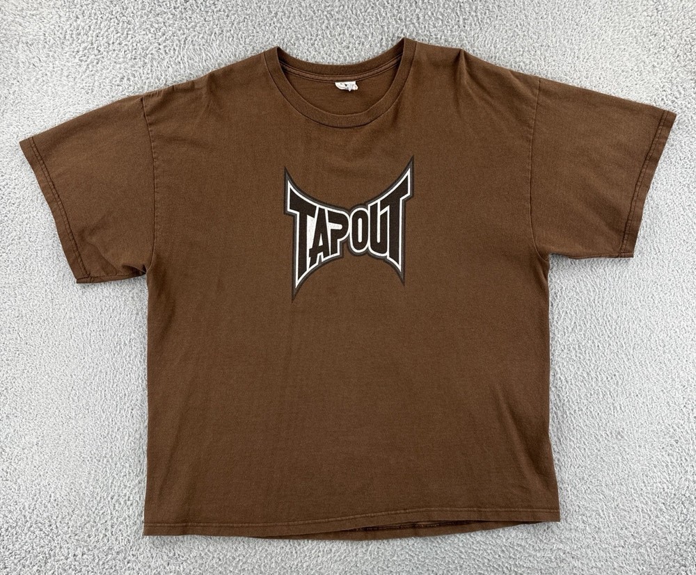 Vintage Delta Pro Weight XL Brown Shirt Tapout Y2K Logo Spell Out Graphic Print