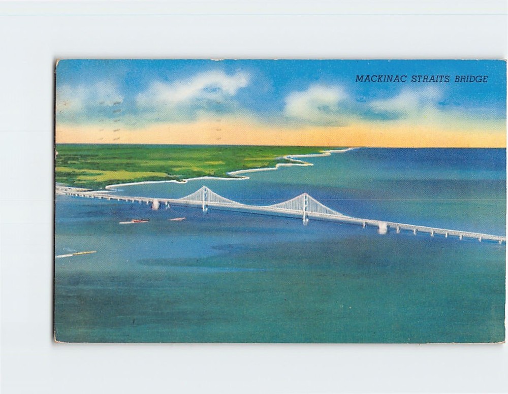 Postcard Mackinac Straits Bridge Michigan USA