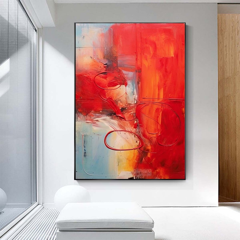 Abstract Wall Art Hand Painted Oil Painting On Canvas Thick Textured Art Red #05
