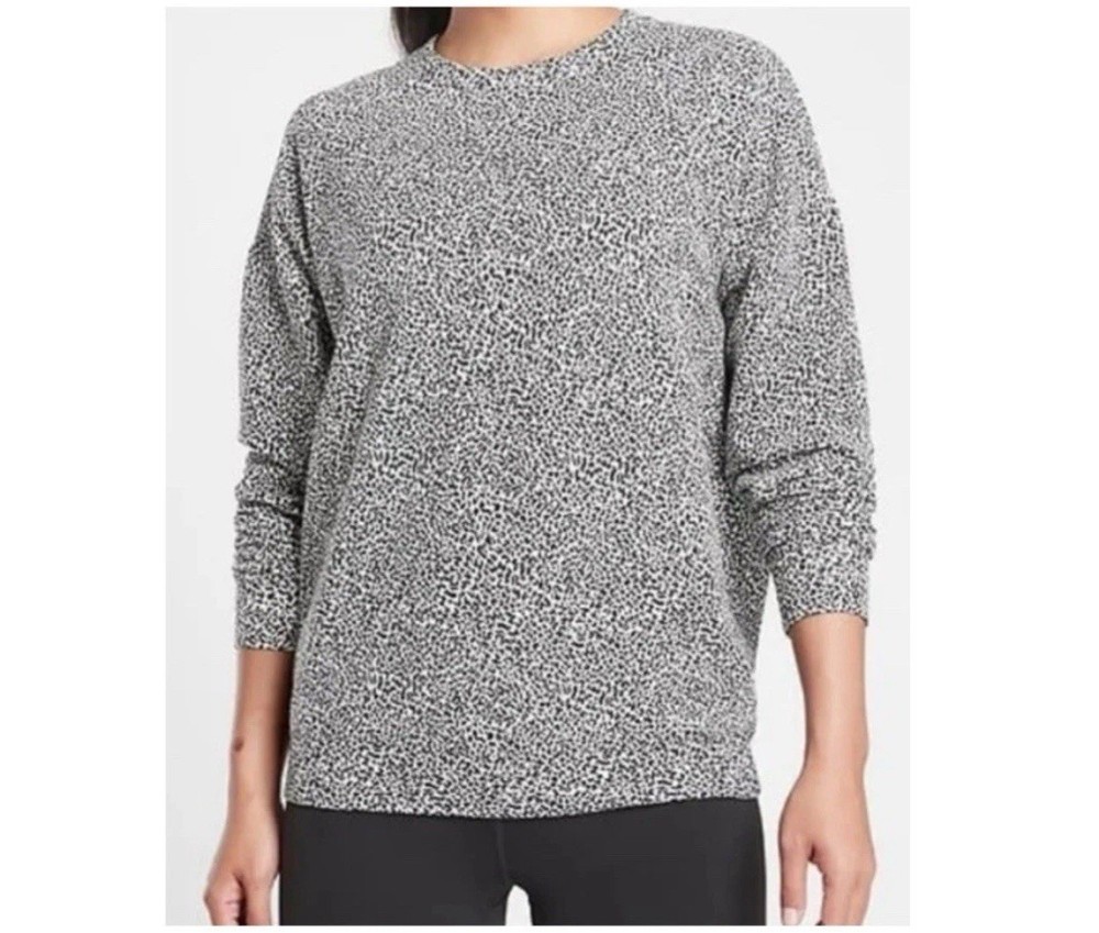 Athleta Studio To Street Splatter Sweatshirt Heather Gray XL