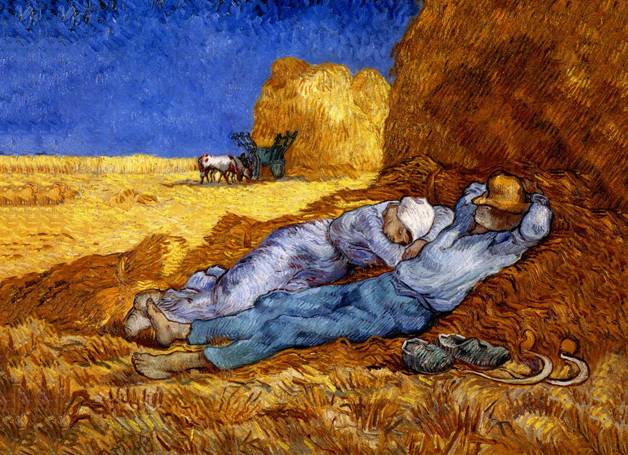 VINCENT VAN GOGH - La Sieste - *FRAMED* CANVAS ART - 24x16