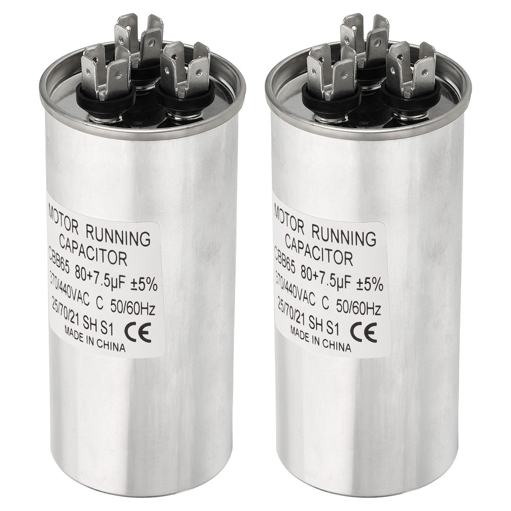 80/7.5uF 80+7.5MFD 370-440V Dual Round Run Capacitor, 2Pcs CBB65 Capacitors