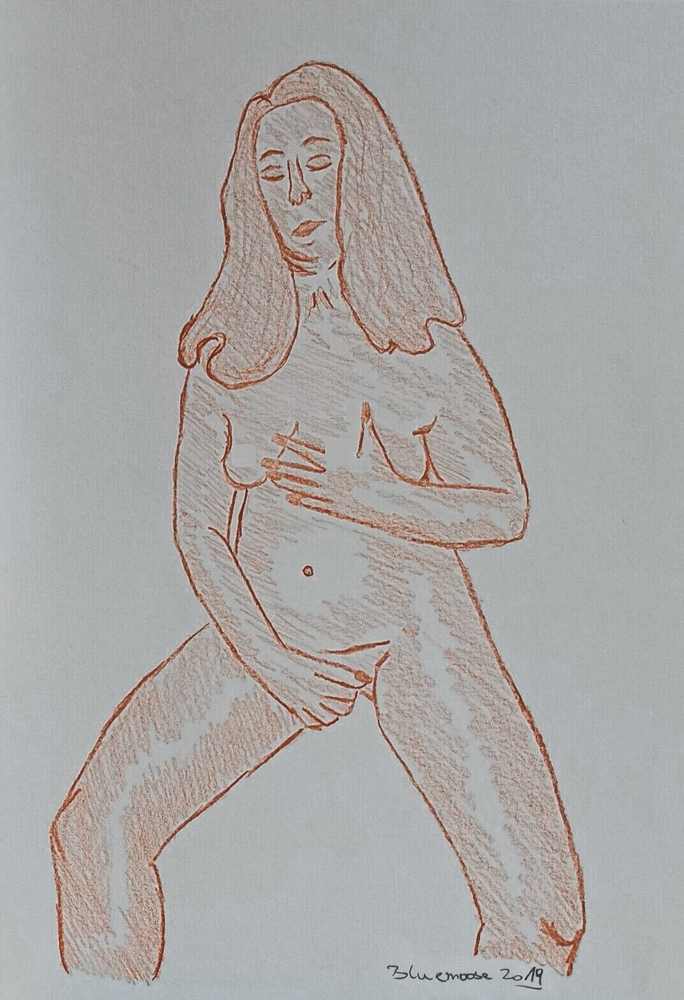 Unique nude erotic drawing woman rubella on paper approx. 21x30cm original