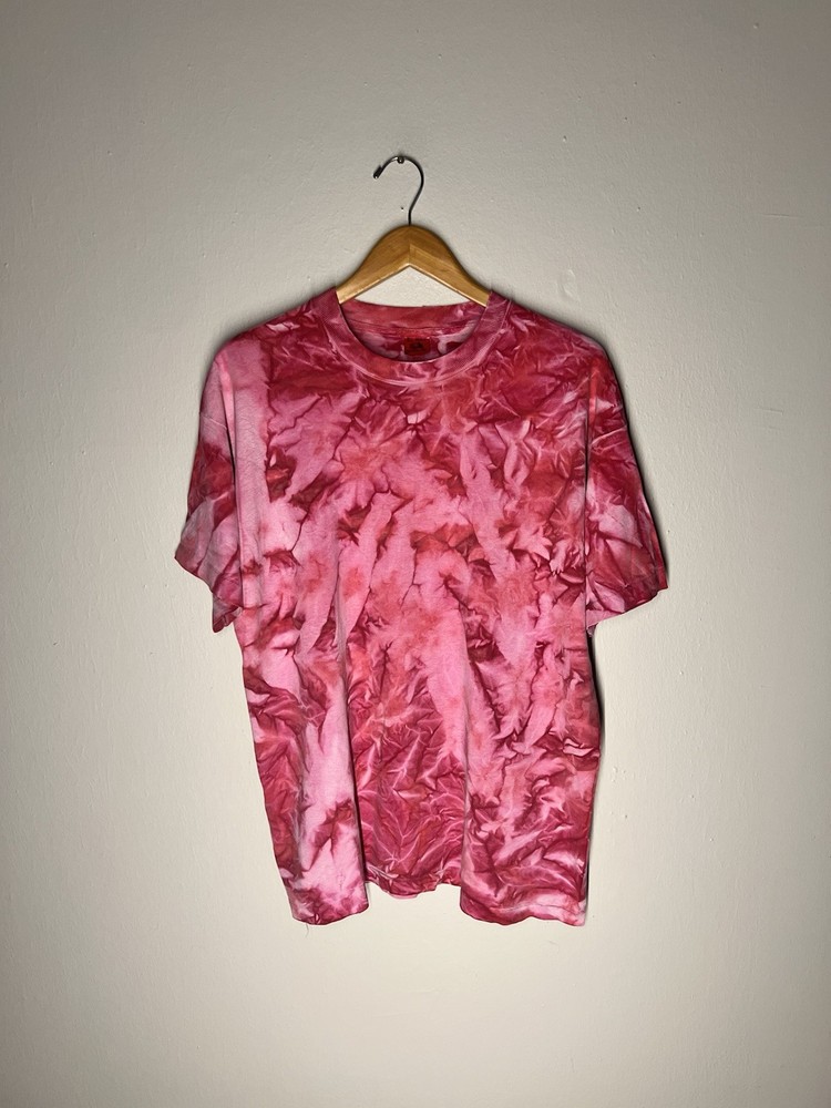 Fruit of the Loom 1990s Vintage Tie Dye T-Shirt XL – Pink Red Single Stitch USA