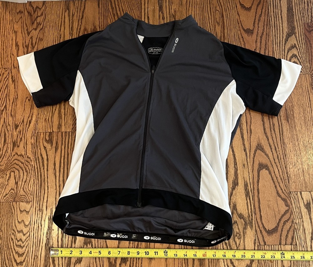 Sugoi Cycling Jersey Men 2XL Black and White Full Zip Short Sleeve
