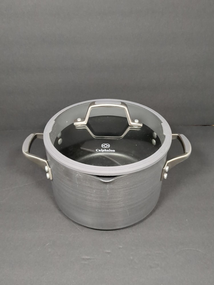 Calphalon Simply Easy 6 Qt Pot Hard Anodized  Aluminum Silicone Lid w/Strainer