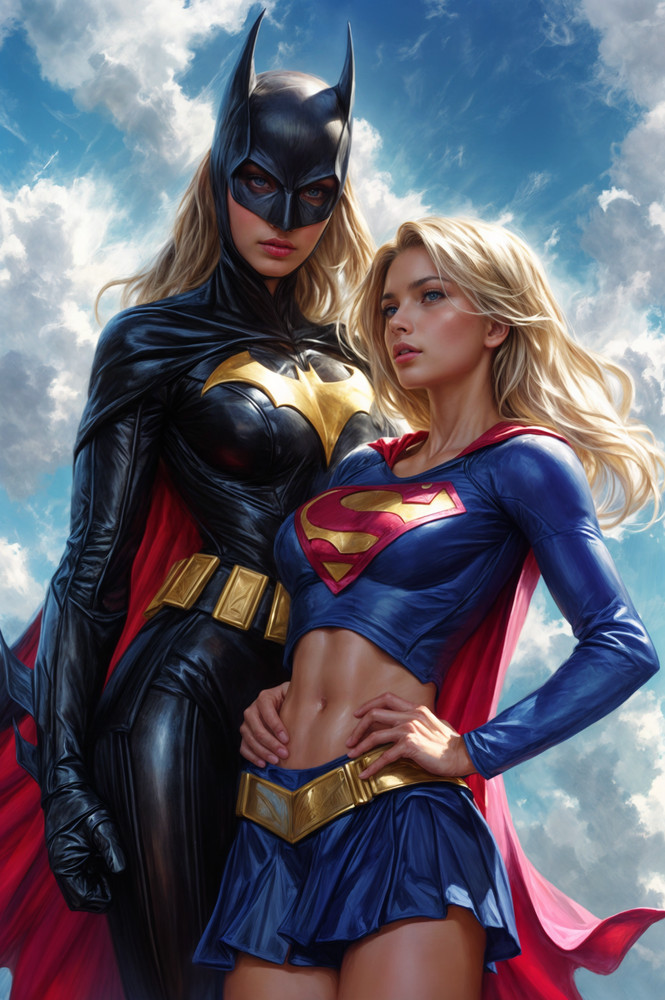 BATGIRL & SUPERGIRL 02 Fine Art Print 13x19 Limited 1/30 DC batman NO EXTRA FEES