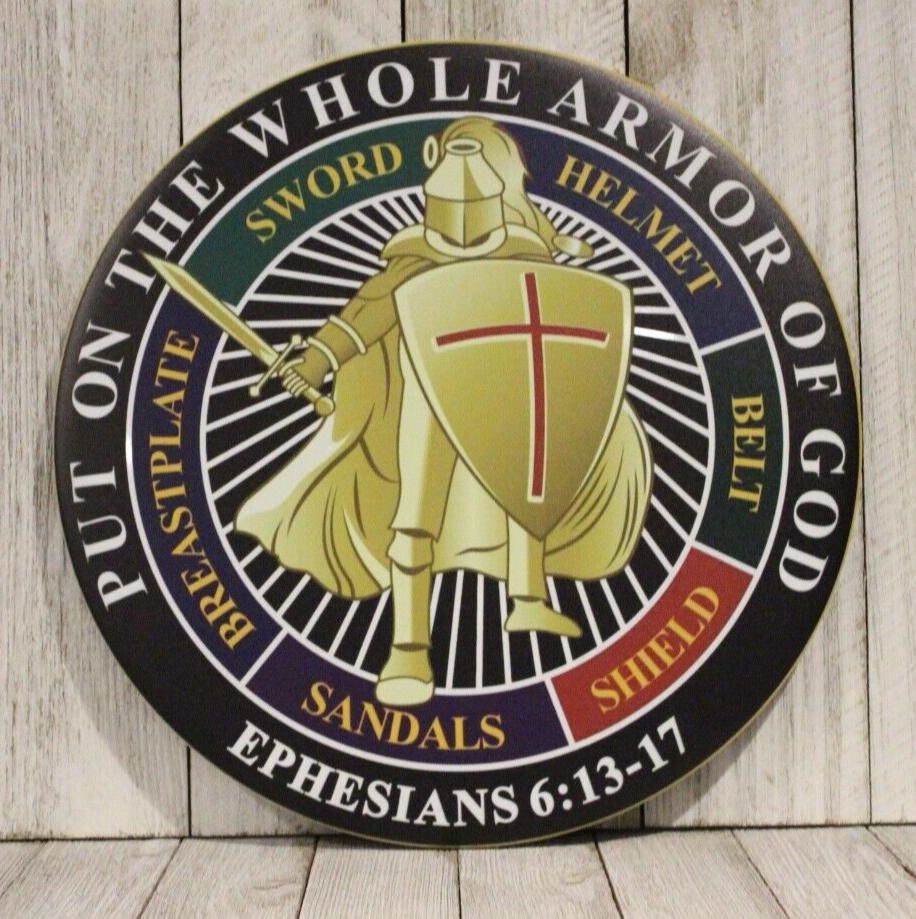 Religious Christian Easter Decor  Put on the Whole Armor of God Tin Sign