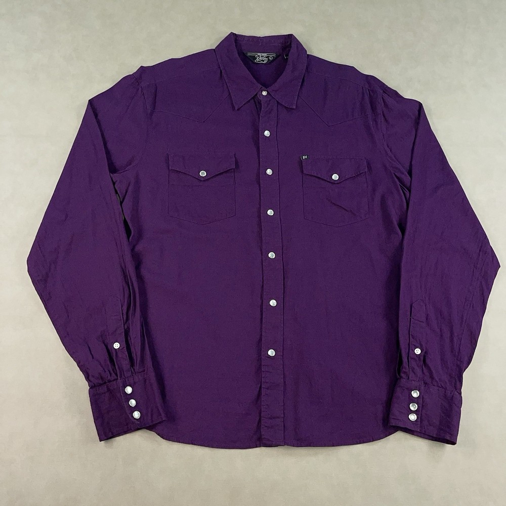 Salt Valley Shirt Mens Large Purple Pearl Snap Western Rodeo Cotton Long Sleeve