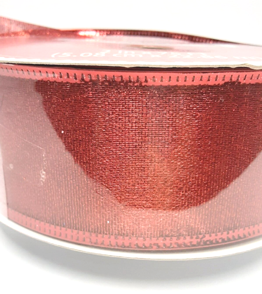 Christmas Red Wired Edge Ribbon 2