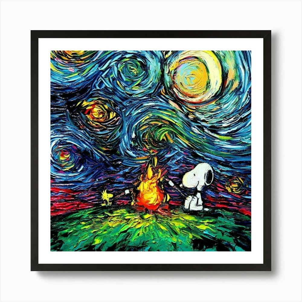 Snoopy And Wood Pop Culture Paintin Framed Wall Art Poster Canvas Print Picture