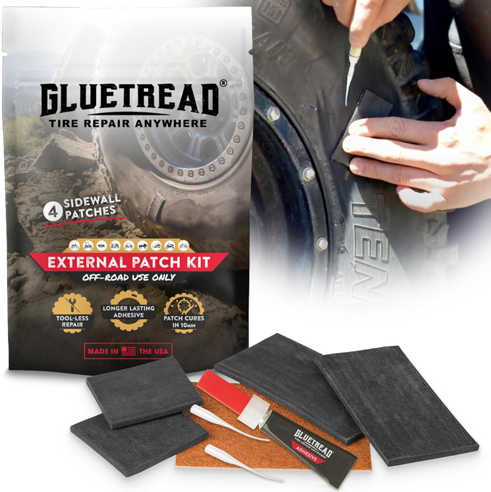 Gluetread External Patch Kit - for Tubeless Tires - No Need to Remove Tire - Kit