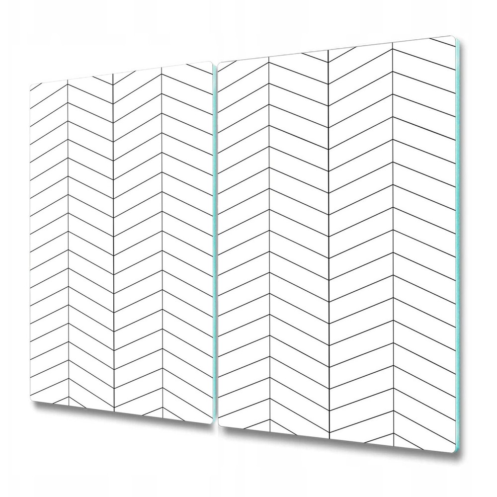Glass Cutting Board Black & White Herringbone Geometric Minimalist 2x30x52